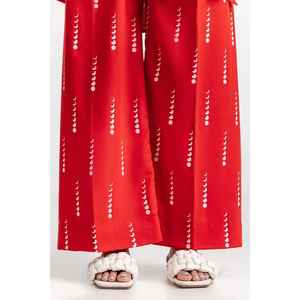 ชุดเซ็ตผู้หญิงสีแดง ผ้าโพลีวิสโคส พิมพ์ลายบล็อก ทรงหลวม สวมใส่สบาย ผ้าเครป แต่งลูกไม้ ไซส์ XL ความยาวระดับเข่า สำหรับชุดฤดูใบไม้ร่วง - Product Image 1