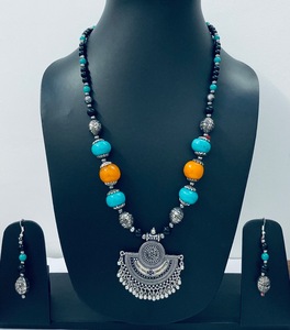 Collar de cuentas químicas con forma ovalada 1,5, colgante de Cuentas grandes y pendientes, collar de cuentas para mujeres y niñas - Product Image 2