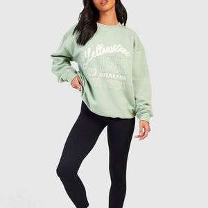 Sudadera de algodón con cuello redondo y estampado de forro polar para mujer, estilo urbano de invierno, transpirable, de secado rápido, talla grande - Product Image 5