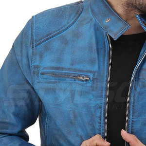 Stylso Sports 2027 Men's <b>Genuine</b> <b>Leather</b> <b>Jacket</b> Waterproof & Breathable Zipper Closure Casual Winter Wear Stand Collar Wholesale - Product Image 6