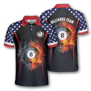 Chemises polo de sport pour hommes à séchage rapide imprimées par sublimation et respirantes de billard avec logo personnalisé t-shirts pour hommes - Product Image 4