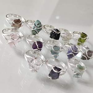 Rough <b>Stone</b> Jewelry Women's <b>Ring</b> Natural Turquoise Tourmaline Aquamarine Gemstone Statement Jewelry 925 Sterling <b>Silver</b> <b>Ring</b> - Product Image 5