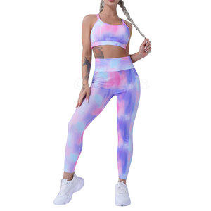Offre Spéciale femmes vêtements de sport respirant Sexy Fitness Yoga Set-deux pièces Legging et soutien-gorge solide motif Sportswear - Product Image 1