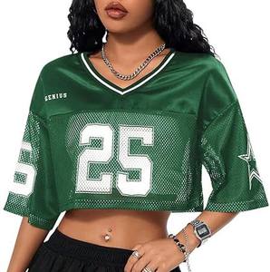 Meilleur prix, maillot de football américain pour femmes à manches courtes, logo personnalisé, respirant, avec impression par sublimation - Product Image 5
