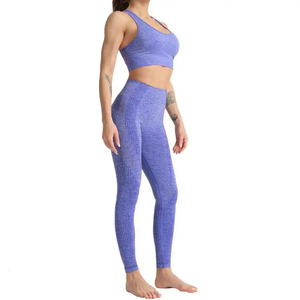 Último diseño transpirable bajo MOQ conjuntos de Yoga mujer por encargo buena calidad precio barato conjunto de Yoga para la venta en línea personalizado - Product Image 2