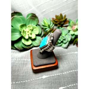 Bague Albert Jake en turquoise Kingman de haute qualité et argent sterling avec sertissage clos, taille 8, pour usage quotidien - Product Image 3
