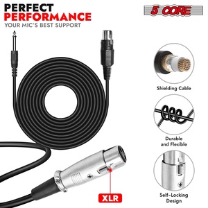 Microphone dynamique XLR 5Core pour karaoké, chant et studio, micro portable - Product Image 4