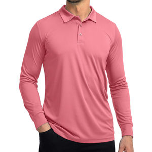 Polo teint en plaine avec logo personnalisé pour hommes Polo respirant à manches longues de haute qualité pour hommes - Product Image 1