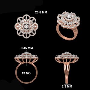 แหวนเพชรทองคำขาว 14K รุ่นวินเทจ ดีไซน์ดอกไม้ ประดับเพชรแบบกรงเล็บ ชุบโรเดียม เหมาะสำหรับงานแต่งงาน งานหมั้น หรืองานเลี้ยง - Product Image 2