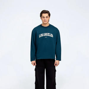 เสื้อสเวตเตอร์สวมหัวโอเวอร์ไซส์ของผู้ชายจาก450gsm เทอร์รี่เปิดไหล่ตกพิมพ์โลโก้ได้ตามต้องการสำหรับฤดูใบไม้ร่วง - Product Image 2