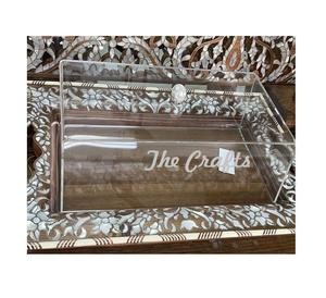 Bandeja de forma rectangular con tapa Ramadan Eid Gift Bandeja para servir postres con cúpula acrílica a precio competitivo - Product Image 1