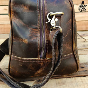 Sac de voyage en cuir pour homme, classique, robuste, marron, luxe, week-end - Product Image 3