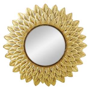 Miroir Martelé Vintage Design Fleur Miroir Mural Miroir Mural Cercle Miroir Mural Salon avec Cadre pour Décoration Murale. - Product Image 1