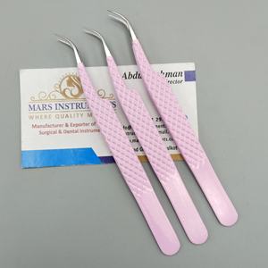 แหนบต่อขนตาสเตนเลสสีชมพูสินค้าตรา - Product Image 1