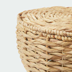 Set of 3 Large Round Water Hyacinth <b>Baskets</b> with Lids Flexible Seagrass Woven <b>Square</b> Shape for Home Use - Product Image 2