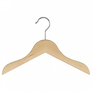Perchas de madera clásicas, paquete de 5, para guardar ropa de niños, gancho cromado duradero, organizador de armario - Product Image 2