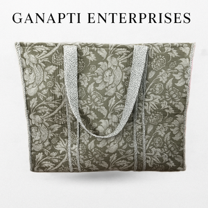 กระเป๋าโท้ทผ้าแคนวาสลายควิลท์หลากสีสำหรับผู้หญิง น้ำหนักเบา ปรับแต่งได้ ปิดด้วยซิป ลายพิมพ์วินเทจ ทนทาน - Product Image 2