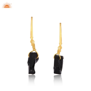 Boucles d'oreilles en or 18 carats sur argent 925 avec pierre précieuse en obsidienne noire naturelle, fournisseur de bijoux de créateur - Product Image 4