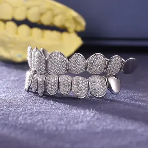 Parrillas Dentales Personalizadas con Diamantes Engastados en Oro Sólido de 10/14/18 KT, Joyería Hip Hop con Múltiples Formas de Corte - Product Image 6