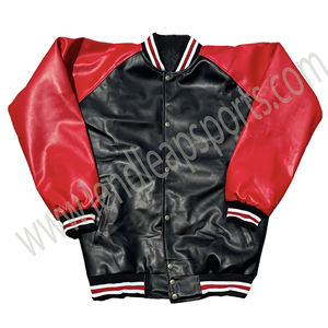 Veste Versity personnalisée en cuir noir pour hommes fabricant en vrac 4xl Bomber Plus Size Varisty Jacket - Product Image 2