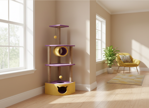 "High-quality premium scratching <b>post</b> with a rattle toy by Amistar for cats and kittens of all sizes and ages." - Product Image 4