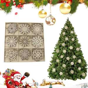 Adornos de árbol de Navidad de copo de nieve de madera respetuosos con el medio ambiente, decoración colgante para fiesta navideña, decoración navideña rústica - Product Image 6