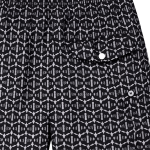 Shorts de bain recyclés pour hommes, motif abstrait noir, séchage rapide, avec cordon de serrage à la taille et poches - Product Image 4