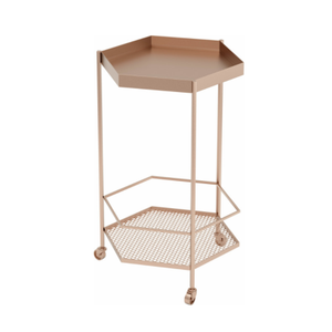 Chariot de service Bar chariot pour restaurant hôtel fête de mariage luxe métal argenté et bois thé vin nourriture restauration boissons - Product Image 4