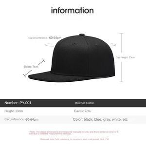 Casquette de baseball de planche à roulettes à 5 panneaux pour hommes à la mode chapeau de football uni Snapback de grande taille avec dos fermé - Product Image 2
