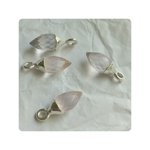 Faceted Olive Green Onyx 925 Silver Charm Bisel Conectores de piedras preciosas y dijes de piedras preciosas - Product Image 4