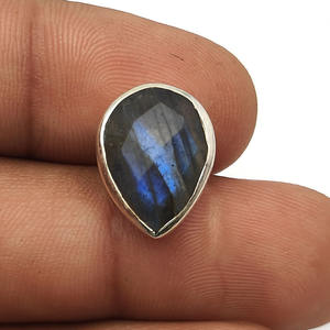 925 Sterling Silver Natural Labradorite 15x11mm Pear Bezel Stud Earring 4.28 Gms Designer Handmade Gemstone Silver Stud Earrings - Product Image 3
