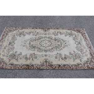 พรมวินเทจลายตุรกี ขนาด 3.6x6.6 ฟุต พรมขนสัตว์สีน้ำตาล - Product Image 2