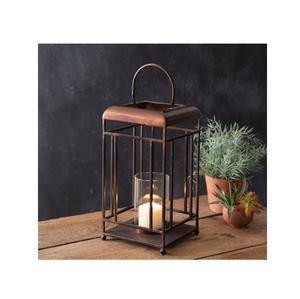 Modern handcrafted metal candle lantern artistic contemporary large decorative steel iron aluminum rustic piece for indoor use - Product Image 2