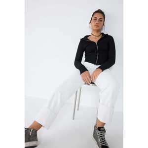 <b>Black</b> Hooded Zip-Up Knit <b>Cardigan</b> - Product Image 3