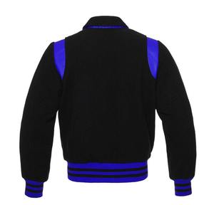 Veste de baseball de couleur design personnalisé pour hommes vente en gros quantité chaude veste universitaire Letterman avec manches en cuir noir - Product Image 4