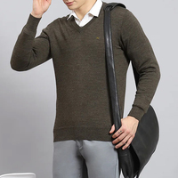 Maßgeschneiderter Herren-Winterpullover Warm Bequem 100% Baumwolle V-Ausschnitt Pullover mit Knopfverzierung Langer Lässiger Langlebiger Pullover aus BD