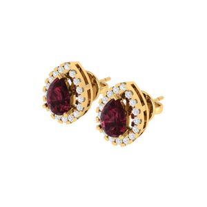 Boucles d'oreilles fines en argent sterling plaqué or blanc/jaune/or rose, pierre de grenat taille poire 8x11mm - Product Image 3