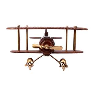 Table d'appoint avion vintage artisanale décor à la maison en bois de Sesham doré - Product Image 3