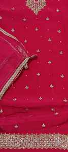 Costumes indiens de créateur modernes non cousus brodés à la main pour femmes pour les fêtes de style traditionnel - Product Image 2