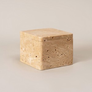 Caja de travertino de lujo, caja de almacenamiento de piedra hecha a mano, para el hogar Decoración elegante, artesanía auténtica de calidad Premium - Product Image 1
