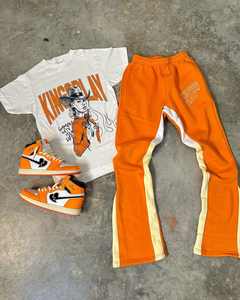 Ensemble de survêtement unisexe personnalisé de haute qualité Chemise en coton tricotée Pantalon évasé Joggers à motif solide de grande taille avec motif imprimé - Product Image 1