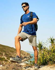 กางเกงขาสั้นเดินป่าผ้าฝ้าย100% สำหรับผู้ชายกางเกงขาสั้นลำลองยืดได้3กระเป๋ามีซิป - Product Image 3