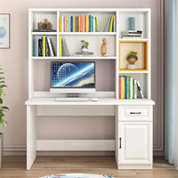 Escritorio de Oficina Ecológico y Sencillo de Madera para Estudio, Mesa de Computadora con Estantería para Libros