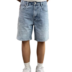 กางเกงขาสั้นผ้ายีนส์สำหรับผู้ชายกางเกงลำลองเอวยางยืดแห้งเร็วระบายอากาศได้ดี - Product Image 1