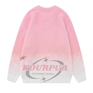 Pull en mohair unisexe à logo personnalisé, tricot dégradé, taille plus, col rond, pulls unisexe, fabrication mécanique, pulls en mohair dégradé - Product Image 2