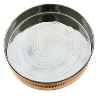 Bandeja pulida con espejo de acero inoxidable de Calidad exclusiva con asas de cuero para vajilla Servidor de mesa Bandeja de comida en la India