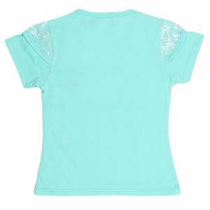 เสื้อยืดแขนสั้นเด็กผู้หญิงลายกลิตเตอร์ - สีฟ้า - Product Image 2