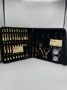 Gold Plasma Hair Extension <b>Tools</b> Set Including Micro Link Silicon Beads Hair <b>Clips</b> Scissor Loop C Curves & Hair Extension Pliers - Product Image 5