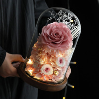 Vente en gros de boîtes de roses éternelles naturelles faites à la main, roses préservées sous cloche en verre pour la fête des mères, Noël, la Saint-Valentin, décoration de la maison