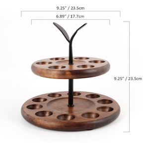 Porte-oeufs en bois à 2 niveaux de haute qualité support de plateau de stockage d'oeufs de comptoir rond pour 12 oeufs frais affichage d'organisateur de cuisine - Product Image 2